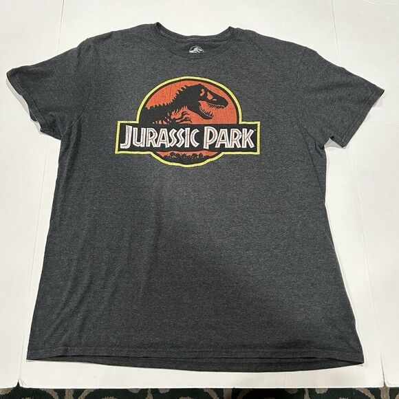 Jurassic World T Shirt Unisex Size L Grey Print Logo - Picture 1 of 6
